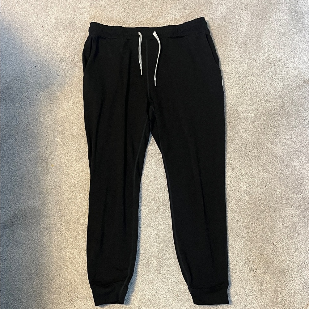 Vuori Black Joggers with White Drawstring